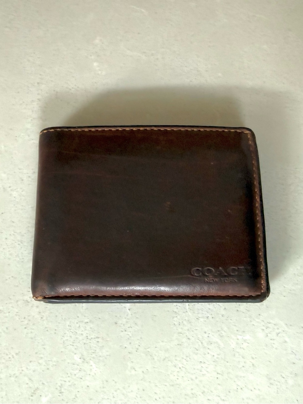 Vintage Coach Brown Leather Bifold Wallet with ID Window